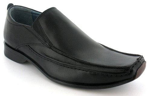 Mens Black Hush Puppy Leather Slip On Shoes - Black - UK 6-12
