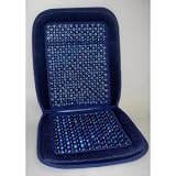 Velour/Wood Bead Cushion- Blue