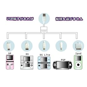 PSP/NDS/NDSLite/GBASP/iPod�Ή��[�d&�f�[�^�[�]���@�P�[�u��