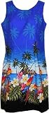 Misses Paradise Island Short Tank Hawaiian Sun Dress, Extra Large, Blue