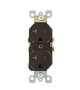 20 Amp 125 Volt, Duplex Receptacle, Straight Blade, Residential Grade, Self Grounding, Brown/White/Ivory/Black/Gray/Light Almond, T5820