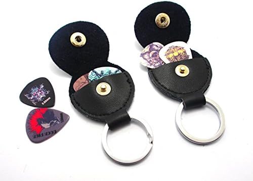 Jennysar @PK01 Genuine Leather Guitar Pick Holder Keychain Plectrum Cases Bag