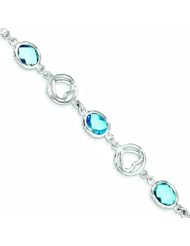 Genuine .925 Sterling Silver Blue Topaz Bracelet 7.8 Grams . 100% Satisfaction Guaranteed.