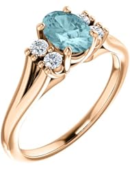 18K Rose Gold 7.00x5.00mm Oval Cut Mozambique Blue Paraiba Tourmaline and Diamond Ring -- LIFETIME WARRANTY