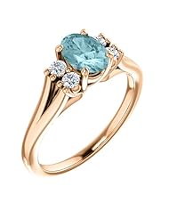 14K Rose Gold 7.00x5.00mm Oval Cut Mozambique Blue Paraiba Tourmaline and Diamond Ring -- LIFETIME WARRANTY