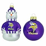 NFL Minnesota Vikings Snowman and Ball Mini Blown Glass Ornaments
