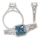 18K 5.5mm Princess Cut CZ Engagement Ring with Split Shank