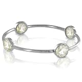 ELYA Designs Sterling Silver Plated Bangle with Lemon Quartz Gemstone