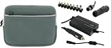 4n1 Combo - Samsung NC10-14GB 10.2-Inch AC and DC Adapter Charger - Home / Car / Airplane (Invisible Zipper Dual-Pocket - Grey)