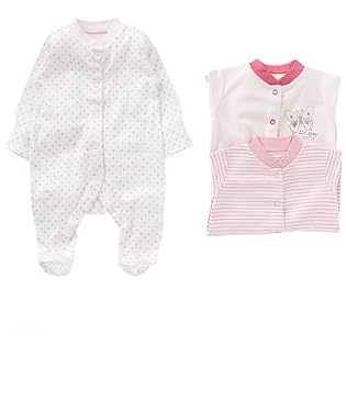 Girls Newborn Sleepsuits - 3pk