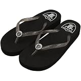NFL Oakland Raiders Ladies Wedge Flip Flops - Black (5/6)