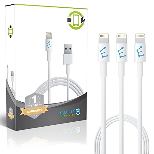 iPhone 6 Cable,Enther® 3 Pieces Pack Lightning Cable 3ft (Three Feet) 8 pin to USB SYNC Cable Charger Cord for Apple iPhone 5 / 5s / 5c / 6 / 6 Plus, iPod 7, iPad Mini / mini 2/ mini 3, iPad 4 / iPad Air / iPad Air 2(Compatible with iOS 8)