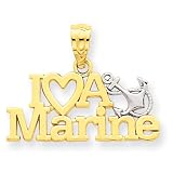 14k & Rhodium I Love a Marine Pendant