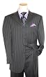 Extrema by Zanetti Charcoal Grey with Black/White Stripes Super 120'S Italian Wool Wideleg Suit Extrema by Zanetti Charcoal Grey with Black/White Stripes Super 120'S Italian Wool Wideleg Suit