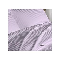 Homespell Egyptian Cotton 400 Thread Count 3 - Pc Sateen Stripe Duvet Cover Lavender (Full)