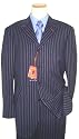 Steve Harvey Navy Blue/Green Stripes "Code Red" Super 120's Wool Wideleg Suit By Zanetti