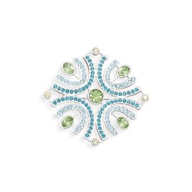 Multicolor Swarovski Crystal Square Design Fashion Pin