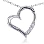 Sterling Silver and Diamond Three-Stone Heart Pendant on an 18" Chain