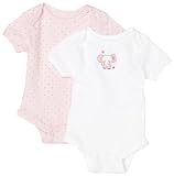 ABSORBA Baby-Girls Newborn So Cute Layette 2 Pack Bodysuits, Pink/White, 6/9