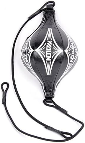 Double End Boxing Speed Ball Sporting Focus Training Kick Punching Bags MMA Floor to Ceiling Rope Workout (Black)