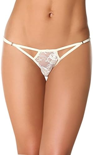Sexy Locker Women's Adjustable G-String Thong See Through Ivory Small