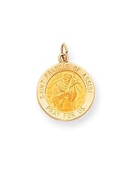 14k Gold Saint Francis of Assisi Medal Charm