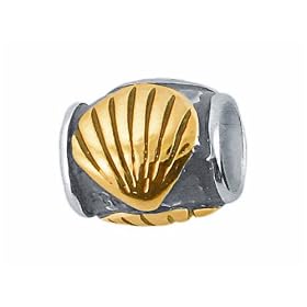 Buy Zable(tm) Sterling Silver Gold Shell Barrel Bead Charm by Finejewelers