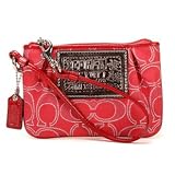 Coach 43974 Signature Poppy Wristlet Case Ruby