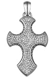 Sterling Silver Diamond Basketweave Cross Pendant