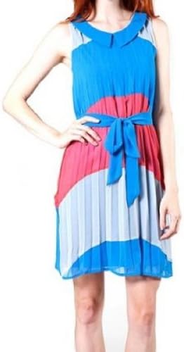 Ya Los Angeles Gorgeous Colorblocked A-Line Dress with Pleats (Large)