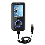 Coiled USB Cable for the Sandisk Sansa E260 with Power Hot Sync and Charge capabilities - uses Gomadic TipExchange Technology