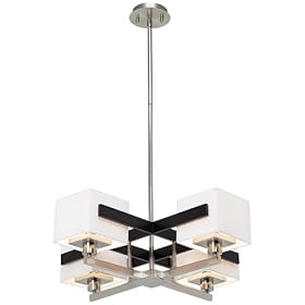 Possini Euro Design Mirrored Grids Metal and Wood Chandelier