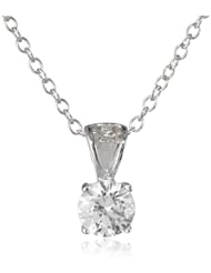 Sterling Silver Swarovski Cubic Zirconia Round Solitaire Pendant Necklace, 18"