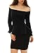 Allegra K Women Off Shoulder Long Sleeves Slim Fit Peplum Top