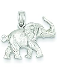 14K White Gold 3-D Elephant Pendant Africa Animal