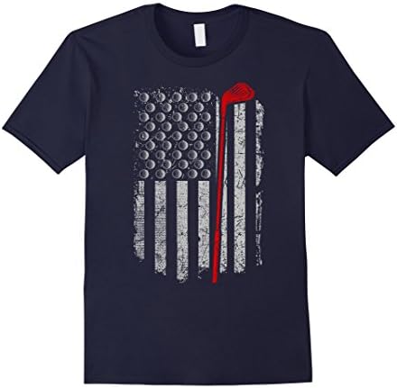 Men's Golf shirt- Golfing flag american 4th july Small Navy