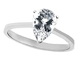 1.50 cttw 14K Gold Genuine White Topaz Pear Shape Solitaire Engagement Ring - 14kt Yellow Gold