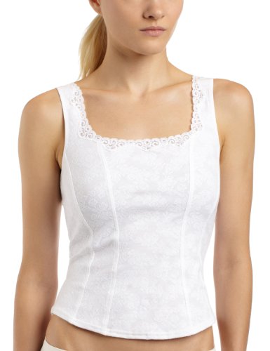 Arianne Women's Cotton Flora Camisole Corset, White, Medium