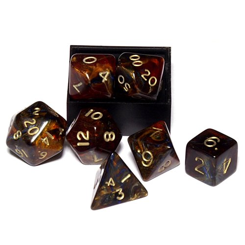 Childrens Toyshop  Toys : Orange Amber Magma 7-piece Dice Set