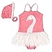 Qyqkfly Girls Swan Adjustable Strap Cross Back One Piece Ballet Swimsuit (FBA)