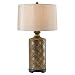 Hand Painted Porcelain One Light Table Lamp in Burnished Silver with Black