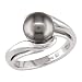 14k White Gold Round Black Tahitian Pearl Ring (8-9 mm)