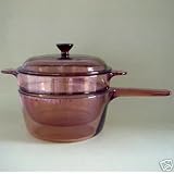 Corning Visions 1.5 Quart Double Boiler with Lid Amber Cook Pot by