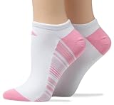 Adidas Womens Striped Microfiber Aloe No Show Socks, 2-Pack