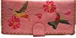 Hummingbirds Design Embroidery Wallet Large Pink