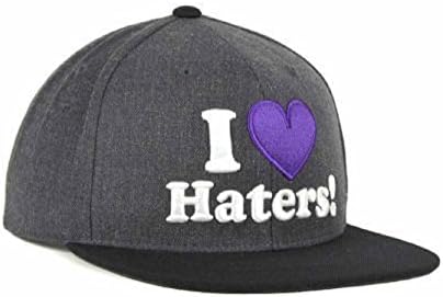 Official Dgk Dirty Ghetto Kids I Love Haters Heart Charcoal/Black/Purple/White Flat Brim Snapback Hat Osfa