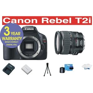 Canon EOS Rebel T2i EF-S 18 MP Digital Camera with Canon EF 18-135mm f/3.5-5.6 IS Standard Zoom Lens + 6 Piece Digital Camera Accessory Kit + 3 Year CELLTIME Extended Warranty