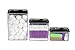 NEW! Click 'N' Lock Airtight-Seal Acrylic Square Food and Storage Containers - 3 Piece Set With Black Lids