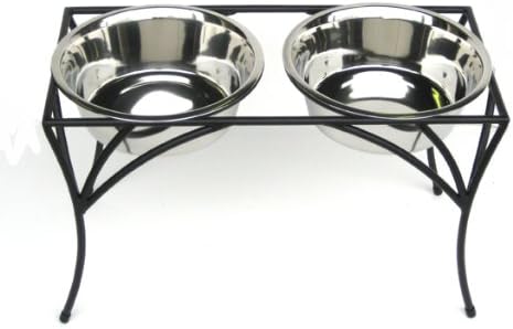 Arbor Double Bowl Elevated Diner - 12" Tall - Raised Dog Feeder - Black