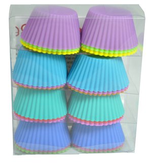 U.S. Cake Supply Cupcake Silicone Molds Plastic Box of 24 Pans